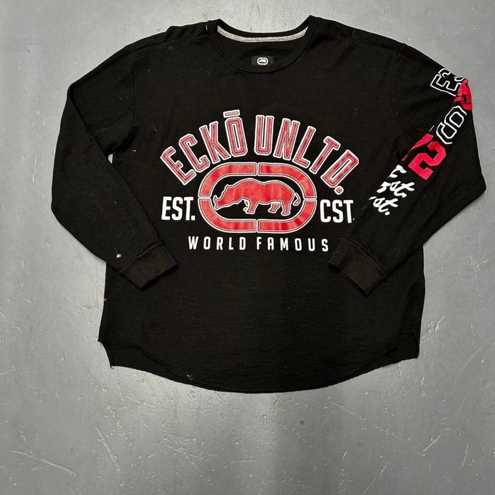 Men's vintage y2k Ecko unltd. skater  black thermal long sleeve shirt